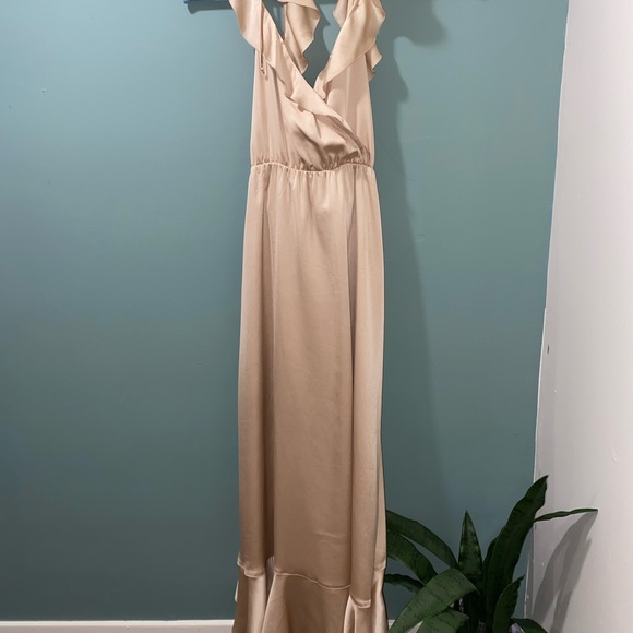 Show Me Your Mumu - Samantha Ruffle Wrap Dress - Champagne Luxe Satin Medium - Picture 5 of 8